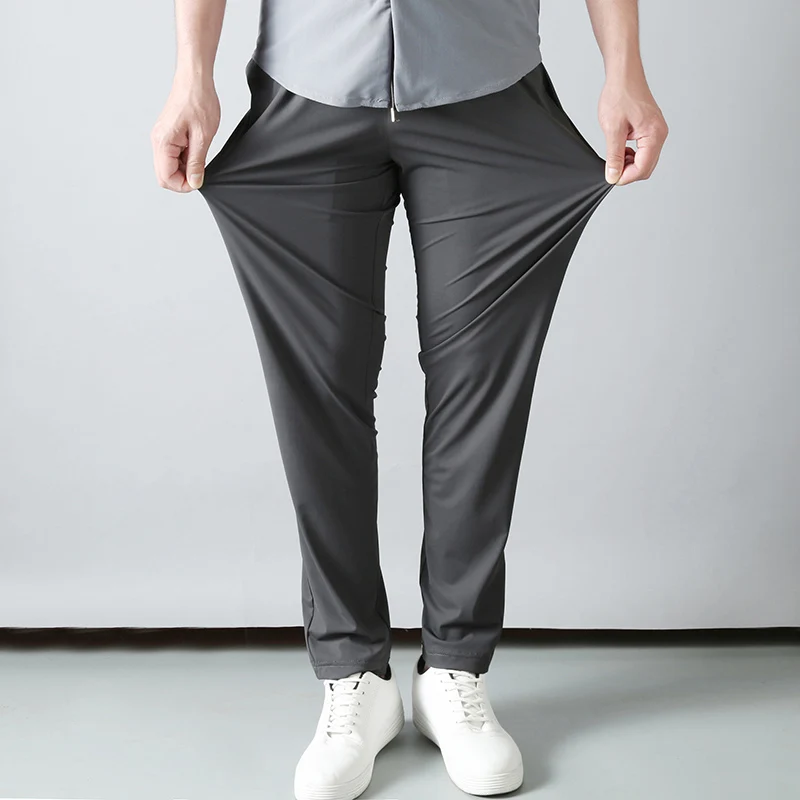 JSBD летние шелковые мужские брюки ультра тонкие Стрейчевые спортивные слипоны на