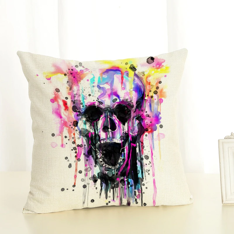 Наволочка для дивана с черепом домашний декор 45x45 см льняная квадратная