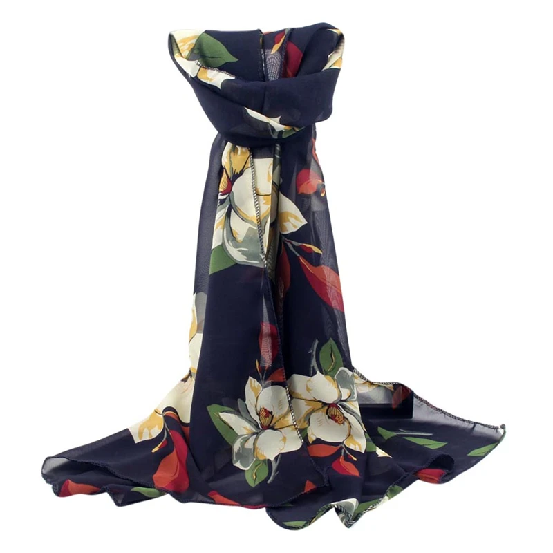 Женский шарф накидка из шифона с принтом Модный зимний большой теплый