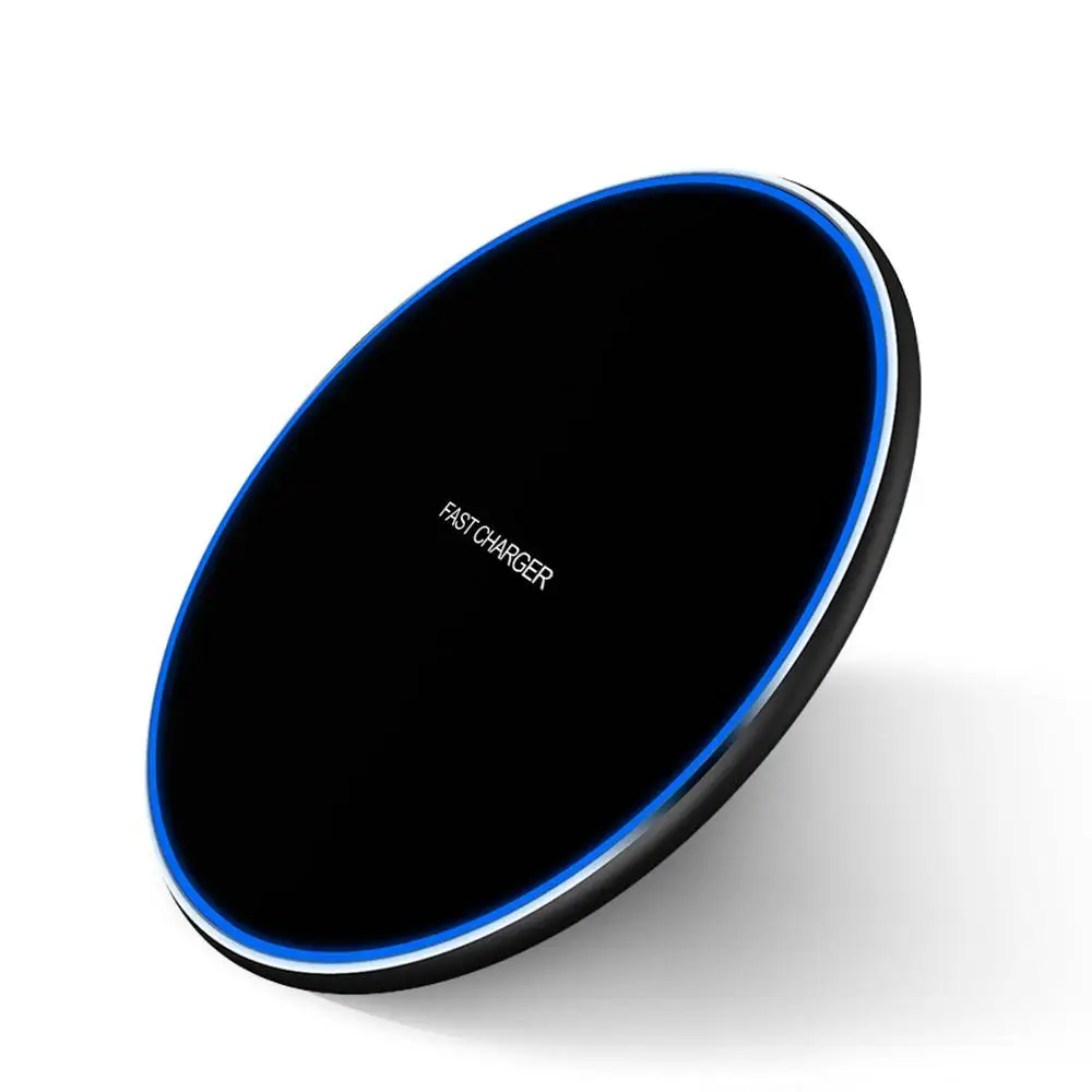 FONKEN S180 USB беспроводное зарядное устройство универсальное Qi 5 Вт 7,5 Вт 10 Вт база для быстрой зарядки ультра тонкая беспроводная зарядная площадка для мобильного телефона - Тип штекера: Black Charge Pad