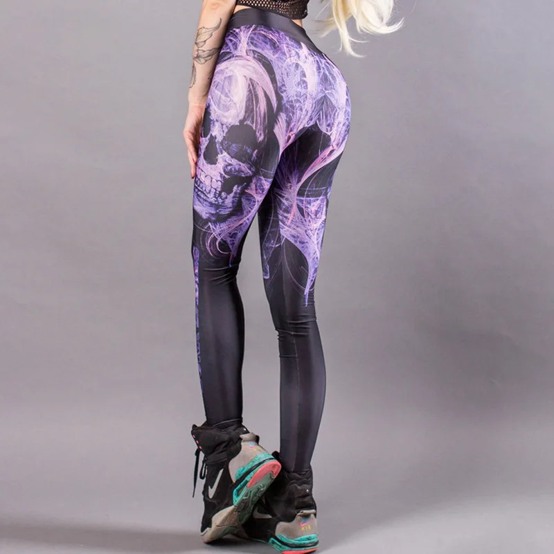 Легинсы для фитнеса черные и белые легинсы с принтом в виде черепов сексуальные