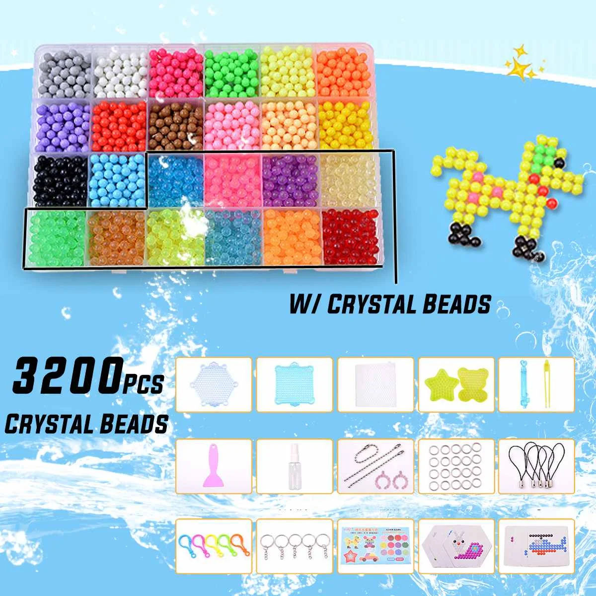 crystal colors 3200 шт. игрушки 24 разные цвета коробка набор мини Дети Diy игрушки предохранитель Бусины Размер в размер Pegboard листы гладильная Pape - Цвет: crystal colors