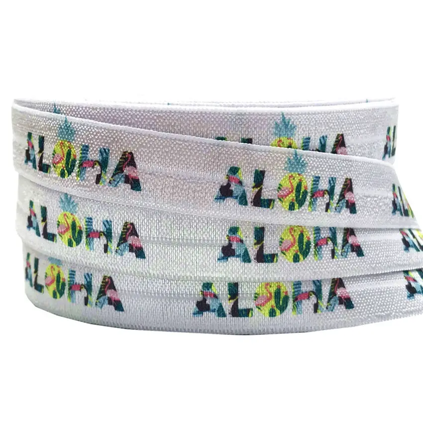 Фламинго и ананасы напечатанные сгибаемые эластичные ленты Aloha FOE для самодельных головных уборов подарок Свадебные аксессуары 10 ярдов/партия 16 мм