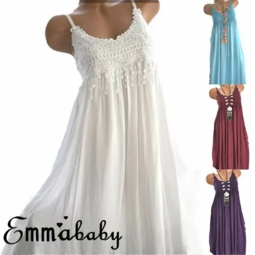 Женская Летняя Повседневная Ночная рубашка в стиле бохо новинка 2019 кружевная