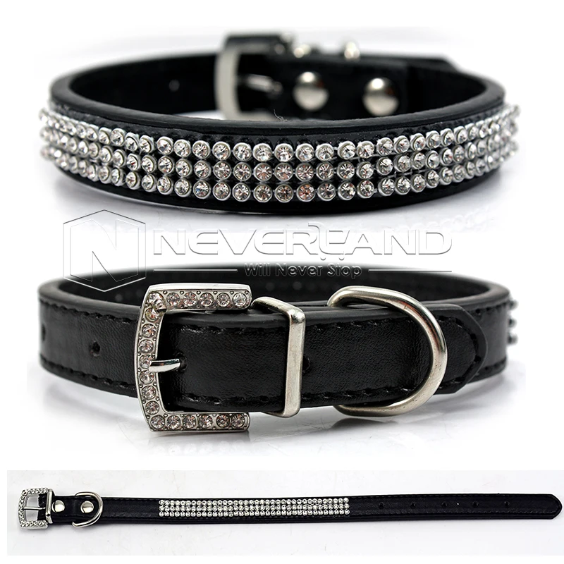 Блестящий ошейник для собак из искусственной кожи со стразами модное ожерелье