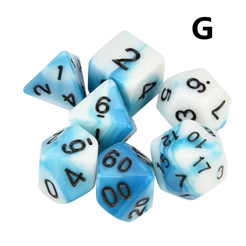 7 шт./компл. игра в кости TRPG игра многогранные D4-D20 мульти-сторонее акриловое кости 11 Цвета#2o23