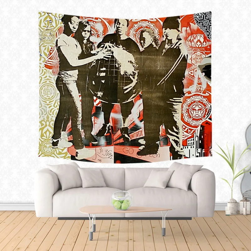 Shepard Fairey граффити гобелен настенный подвешиваемый индивидуальный покрывало простыни покрытие для спальни домашний настенный художественный ковер для комнаты