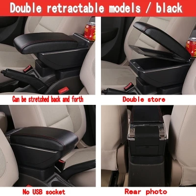Double Black Red Для Skoda Octavia A5 Yeti подлокотник коробка центральный магазин содержимое коробка для хранения интерьера автомобиля-Стайлинг украшения аксессуары части - Название цвета: Double Black Red