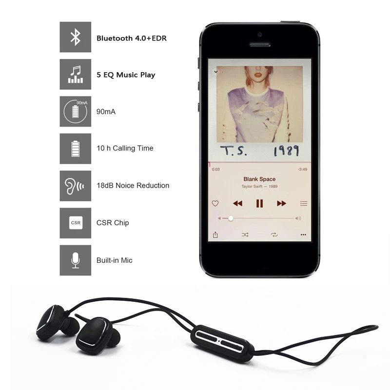 Беспроводные наушники M & J гарнитура с шумоподавлением (5 режимов EQ) Bluetooth вкладыши