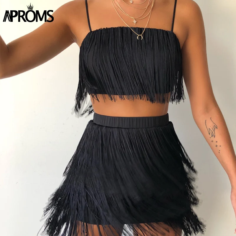 Aproms, сексуальная слоистая кисточка, комплект из 2 частей, Бандажное платье,, летние женские Короткие вечерние платья, белые мини Клубные платья Vestidos