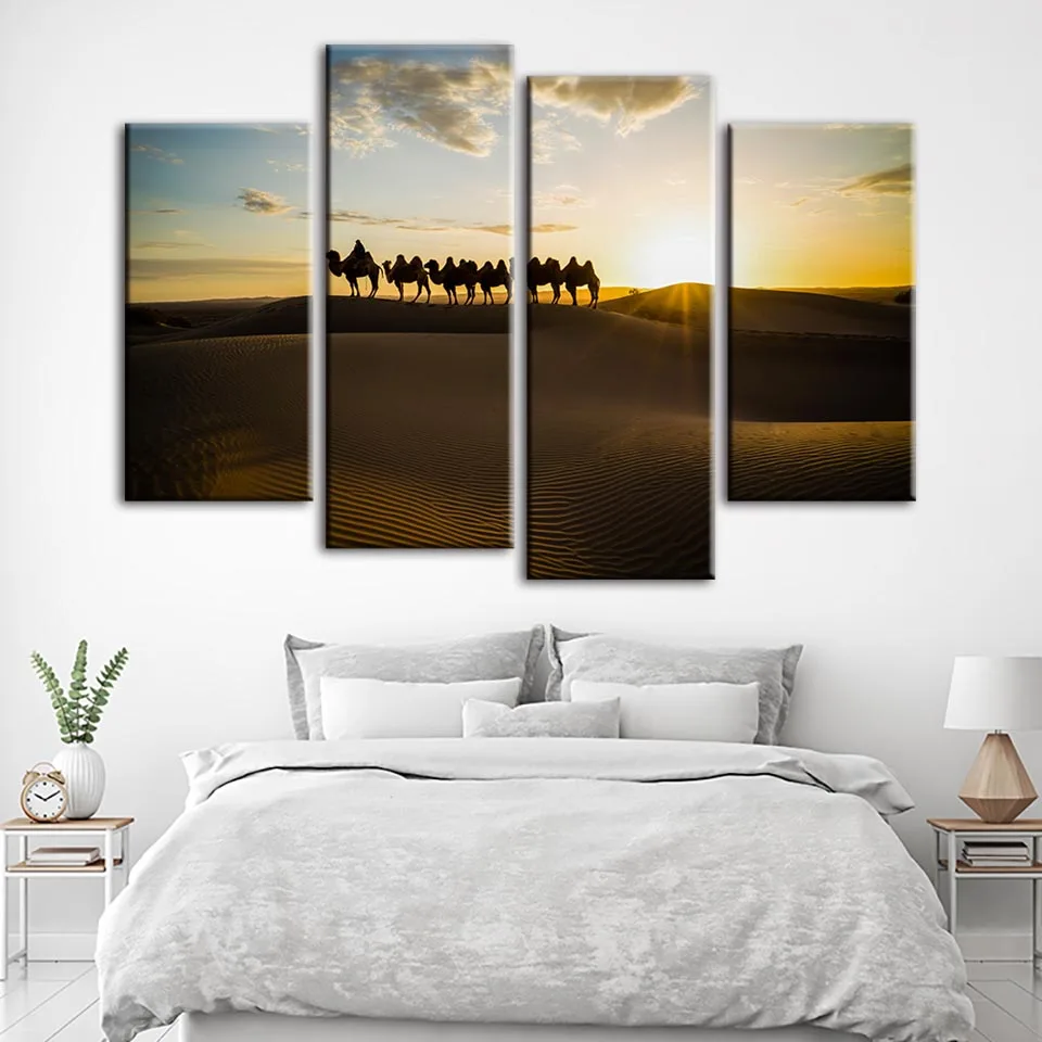 Canvas Painting Wall Artwork Pictures Desert Camel Poster Printed Home Decoration Landscape For Living Room Modular Framework | Дом и сад