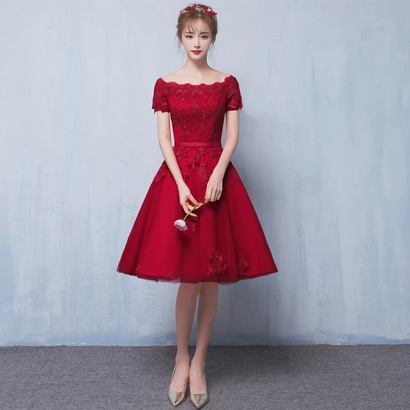 Robe de soiree Новое поступление бордовое вечернее платье на шнуровке с вечерние платья C аппликацией платья для выпускного вечера на заказ
