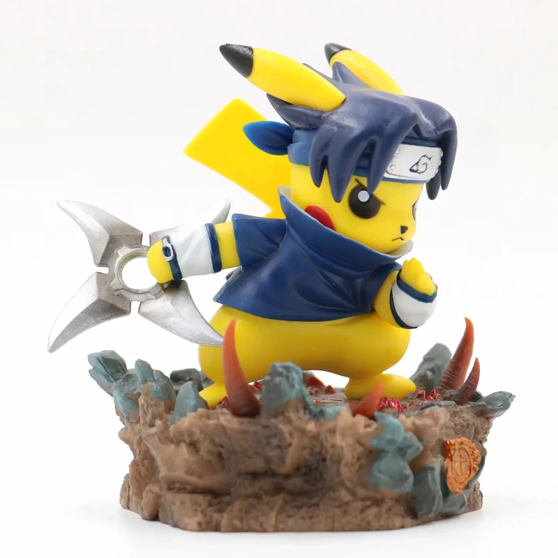 Милый 4 &quotАниме Пикачу cos Саскэ Утиха Косплей Fuhma Shuriken ver. В коробке 11 см ПВХ