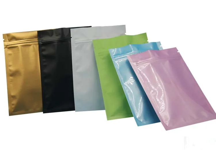 100 шт. маленькая Глянцевая розовая алюминиевая фольга Ziplock сумка с плоской
