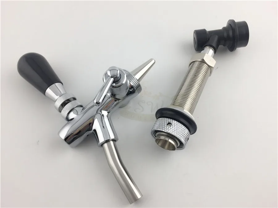 

Adjustable Kegerator Draft Shank Tap chrome Brass Beer Faucet with Long Shank for Keg Tap Quick Disconnect