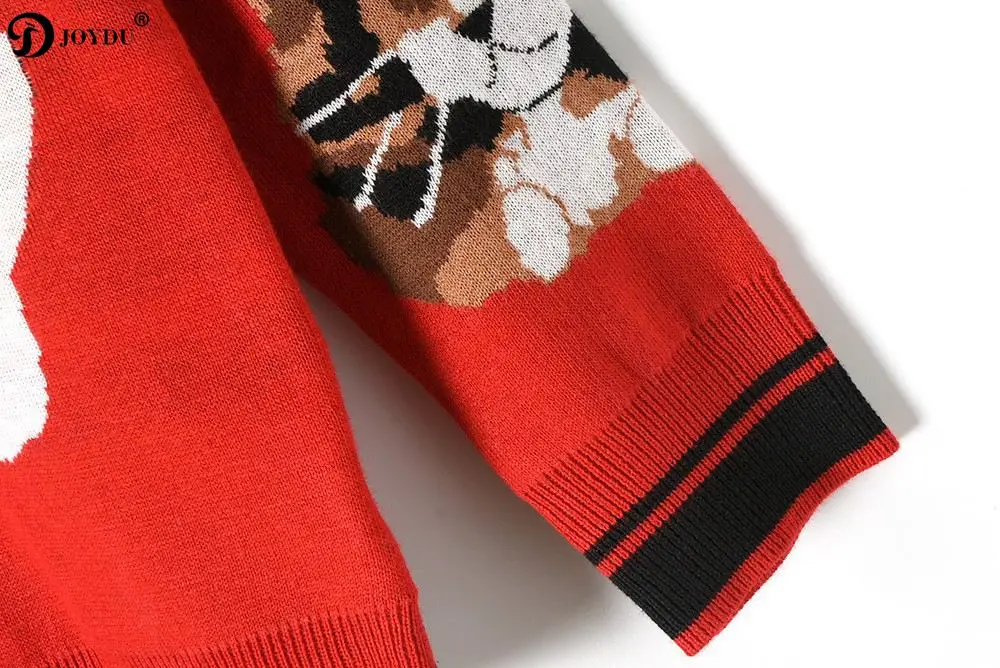JOYDU Brand Designer Funny Tops Lady's Sweater 2018 New Sweet 7 Cats Pattern Long Sleeve Red Knit Pullover Chic Women Jumper | Женская