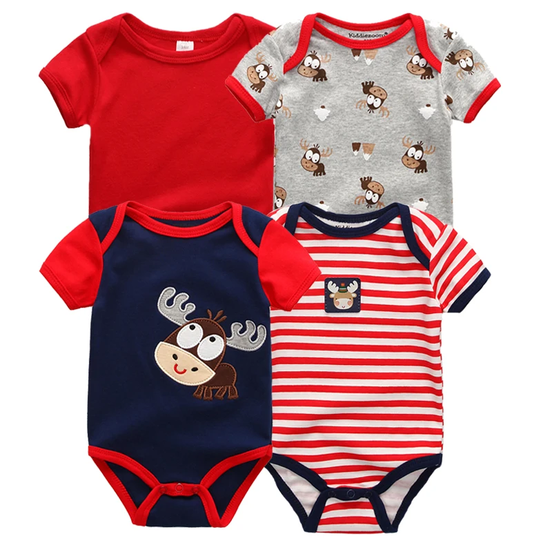 Летняя хлопковая одежда для новорожденных 4 шт./лот Roupas de bebe комбинезон с коротким
