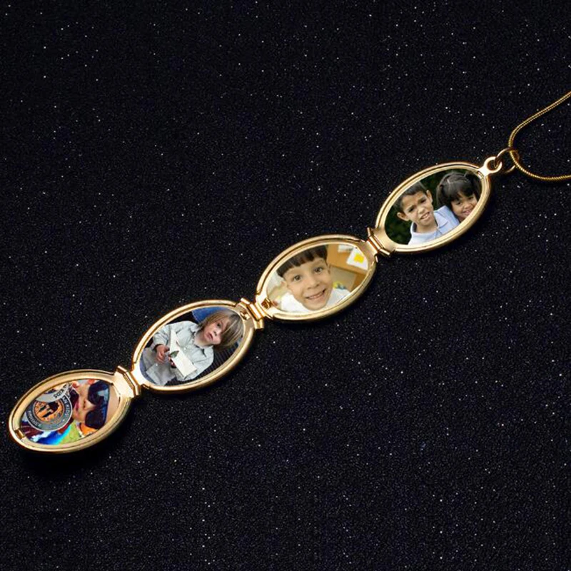 925 ювелирные изделия расширяющийся фото медальон 4 сложения оплеиваемое ожерелье