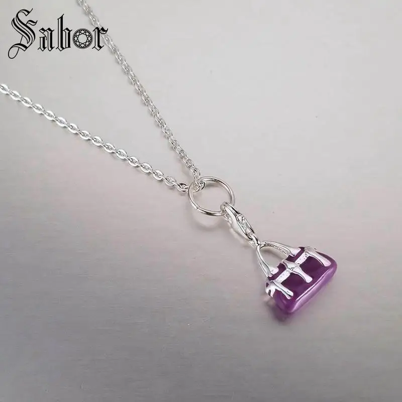 Классические посеребренные фиолетовые сумочки Diy талисманы для браслетов и