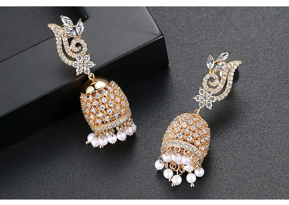 Серьги SINZRY в винтажном этническом стиле, ручная работа, клетка, Jhumka Jhumki, трендовые ювелирные изделия для женщин, имитирующие жемчужные висячие серьги с кисточкой