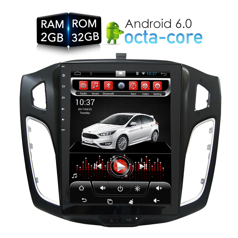 Tesla HD экран Автомобильный dvd-плеер Android 6,0 gps Navi мультимедиа для Ford Focus 2 Din 2012 2013 RDS радио аудио стерео