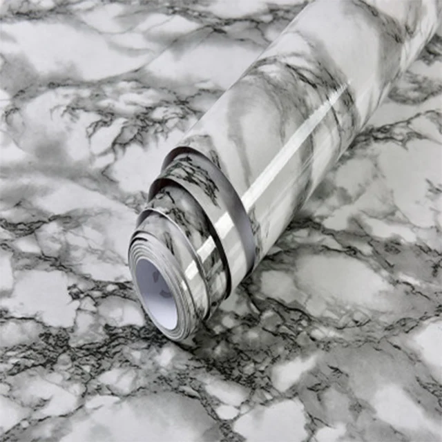 Marble Dark Gray Однотонные мраморные водонепроницаемые виниловые самоклеющиеся наклейки для обоев, гостиной, кухни, настольной мебели, декоративная пленка - Цвет: Marble Dark Gray