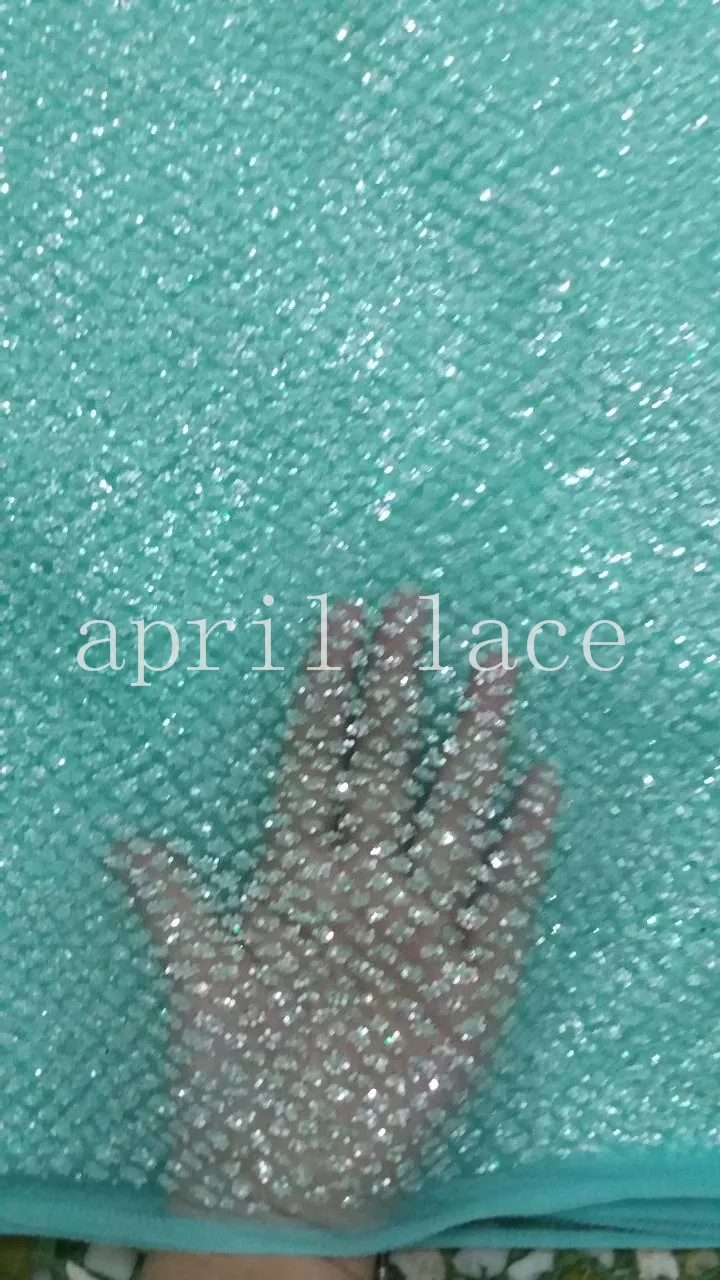 Ap073 # мятно зеленое блестящее Сетчатое кружево для свадебного платья/вечерние