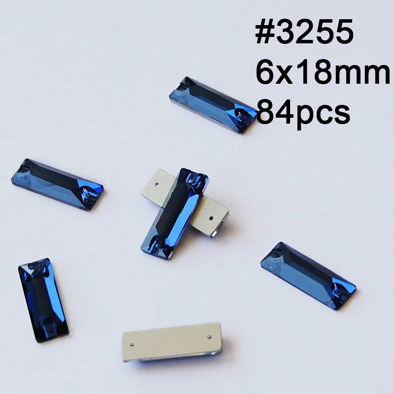 Baguette 6X18mm 84pc Смешанные Пришивные хрустальные стразы Rivoli Drop Монтана Швейные стеклянные стразы камни вышитые ткани аксессуары платье для одежды - Цвет: Baguette 6X18mm 84pc