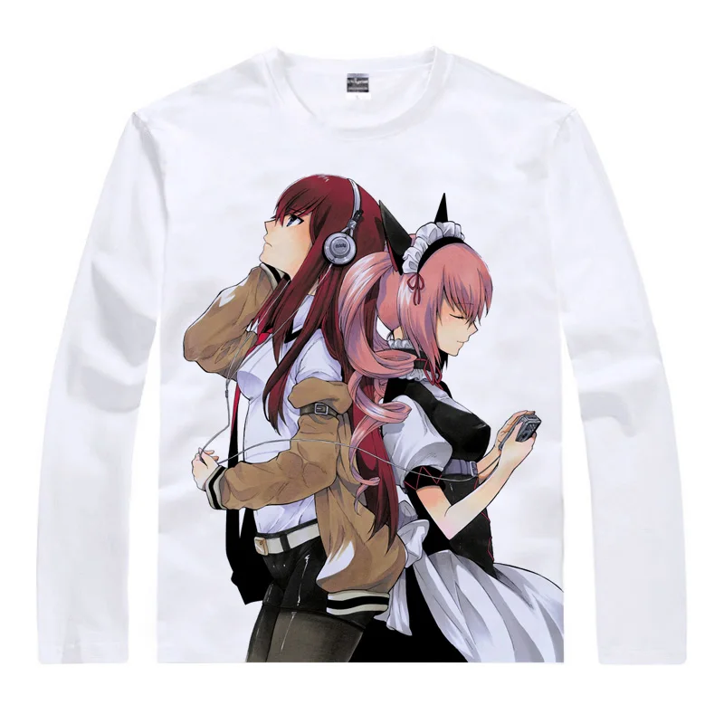 Coolprint аниме рубашка Steins ворота футболки разных стилей с длинным рукавом Makise Kurisu