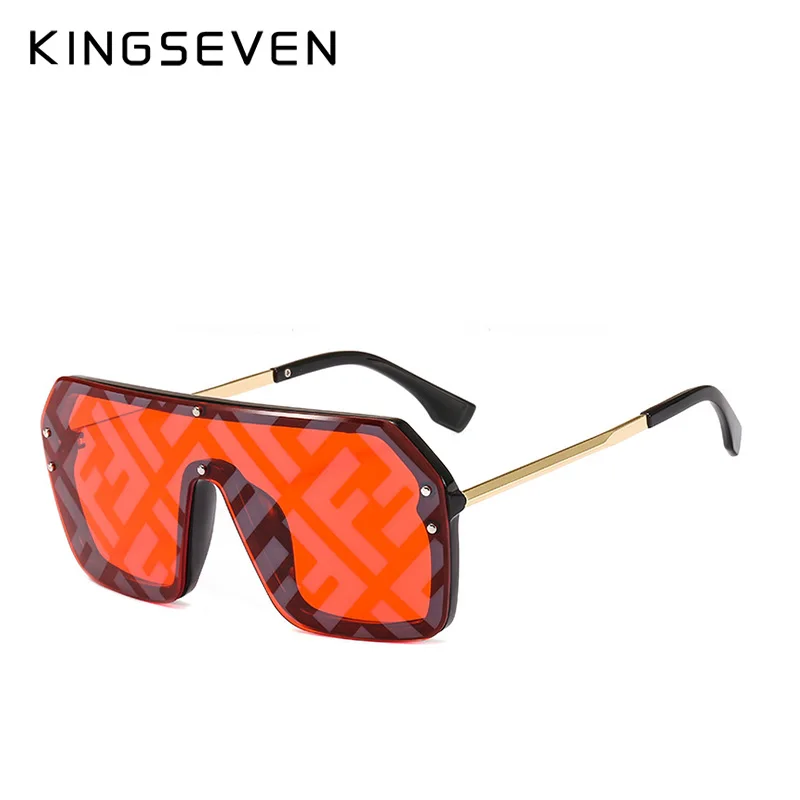 KINGSEVEN, ретро Квадратные Солнцезащитные очки для женщин, фирменный дизайн, металлическая оправа, негабаритные солнцезащитные очки, модные женские градиентные оттенки - Цвет линз: C06
