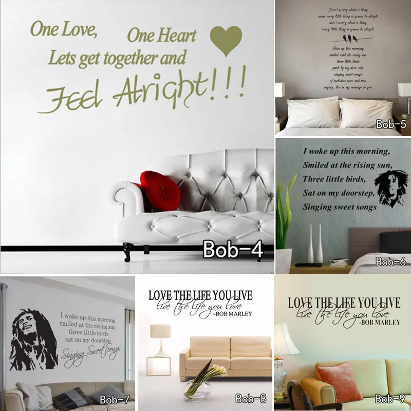 Наклейка на стену с цитатами Bob Marley виниловые наклейки украшение для дома|stickers home