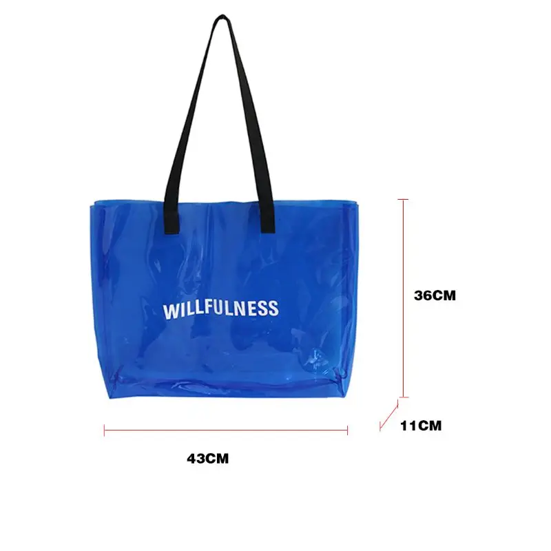 

Fashion Lady Transparent PVC Handbag Beach Shoulder Bag 2019 Women Large Capacity Casual Multifunction Shopping Tote Bag 4 Color