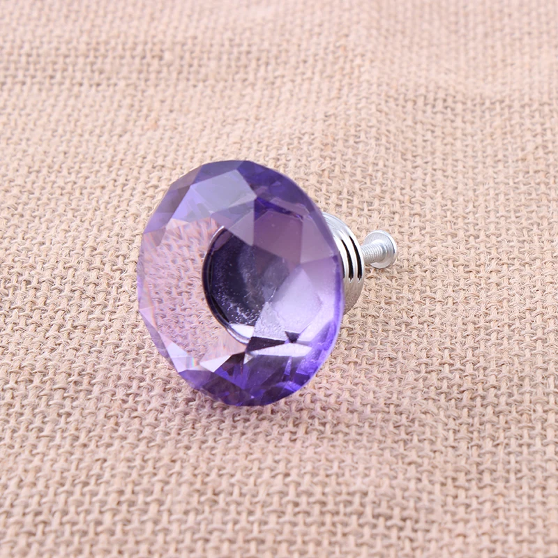 Ручки для шкафов и ящиков 40 мм фиолетового цвета с кристальными ручками для дверей SJ-1010.