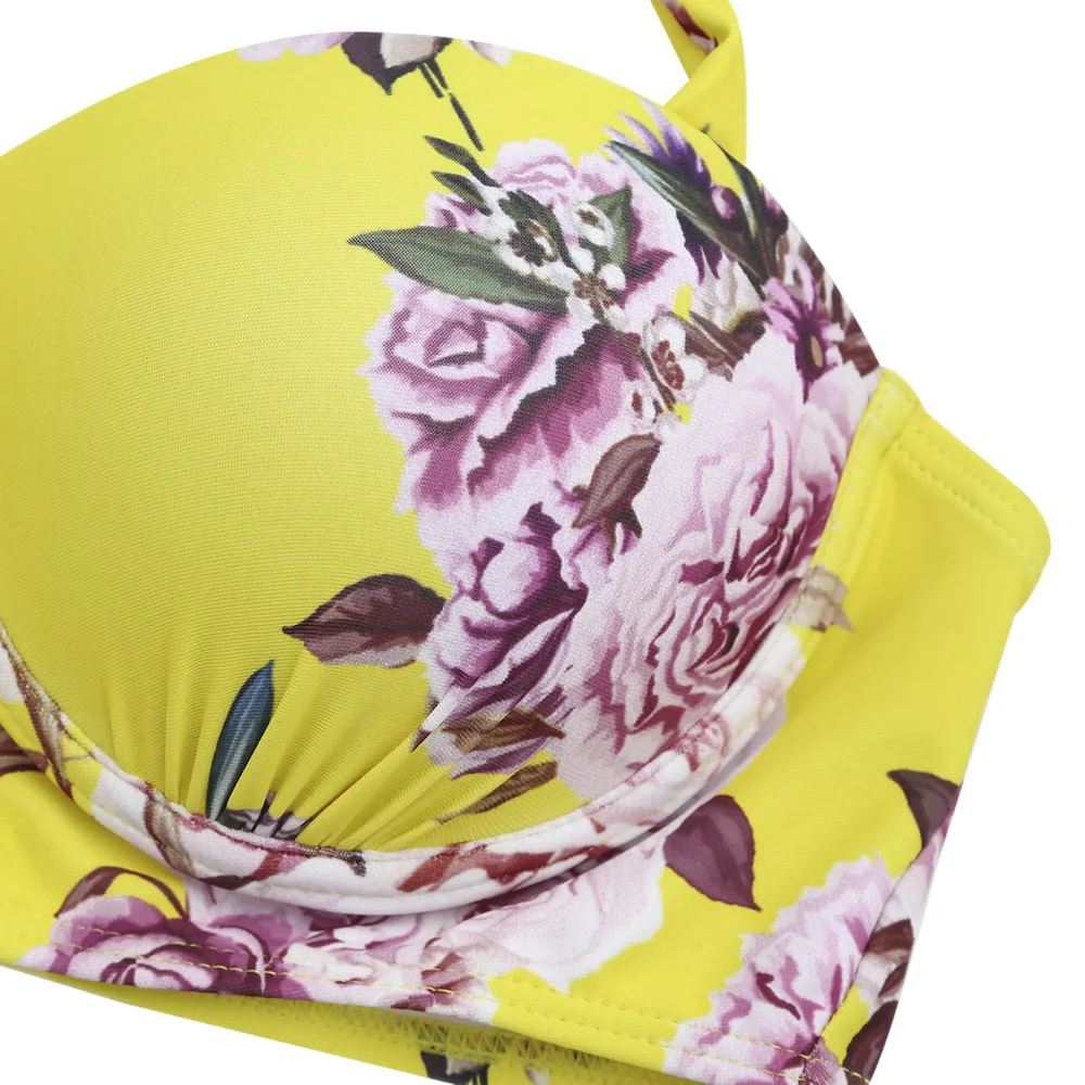 Женский купальник бикини ZAFUL с высокой талией цветочным узором на бретельках