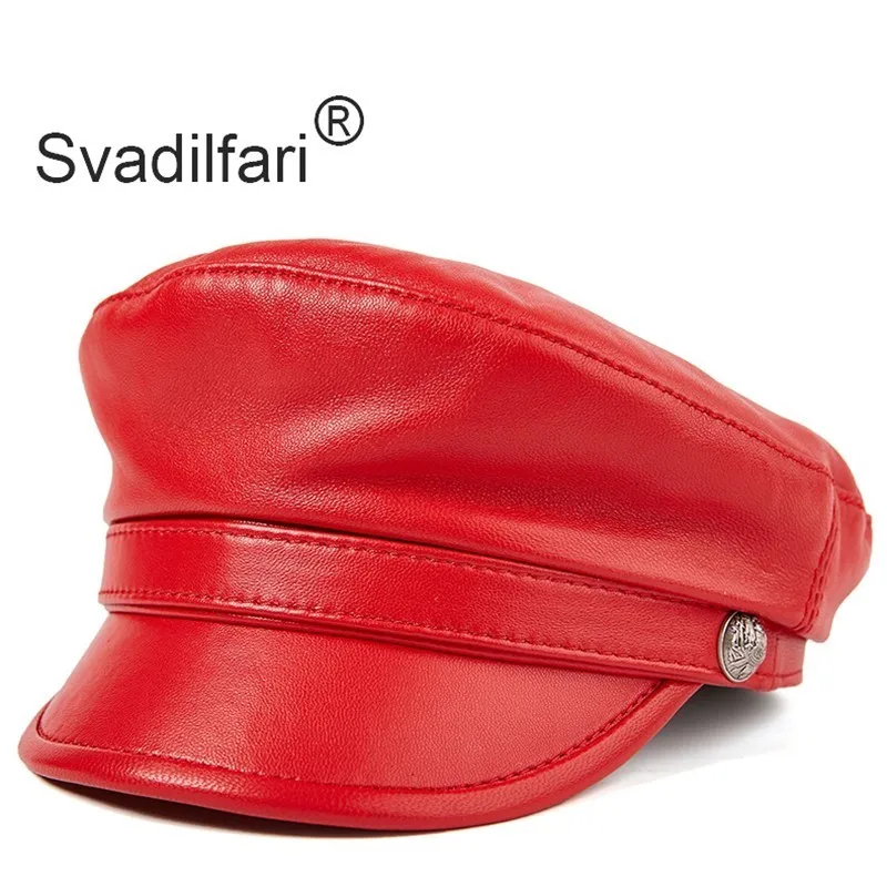 Svadilfari шляпа из натуральной кожи Осенняя женская шапка s из воловьей овчины армейская военная шляпа для мужчин и женщин модные бренды плоская кепка Новинка