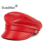 Женская кепка из натуральной кожи Svadilfari, осенняя Кепка из воловьей кожи, армейская Военная Кепка из овчины для мужчин и женщин, модная кепка на плоской подошве