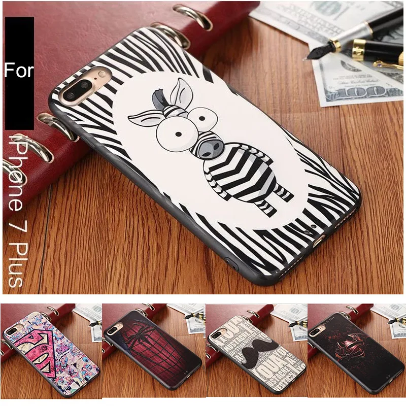 Новый Роскошный Case Для iPhone 7 plus Кремния 3D Рельефной Живописи мягкая Обложка ТПУ