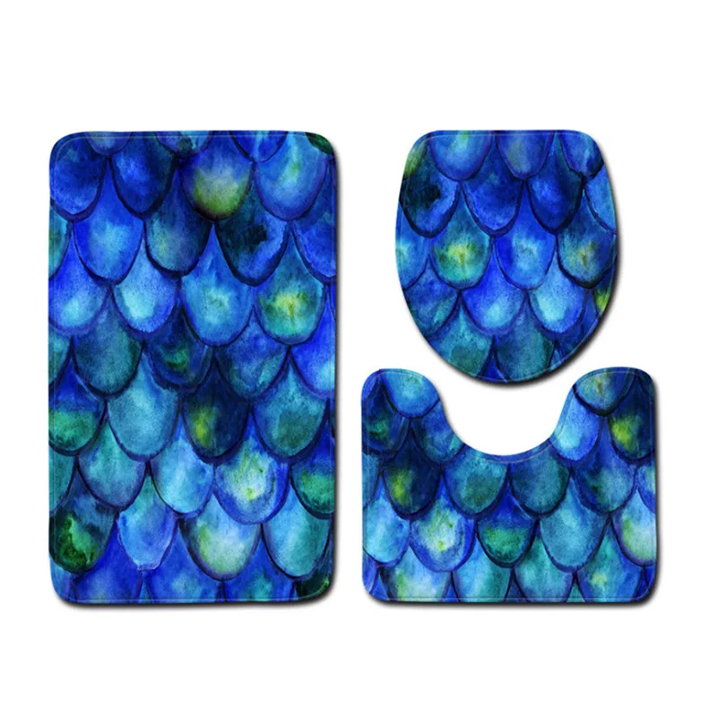 Бесплатная доставка Сияющие голубые рыбные чешуи тенты для ванной комнаты