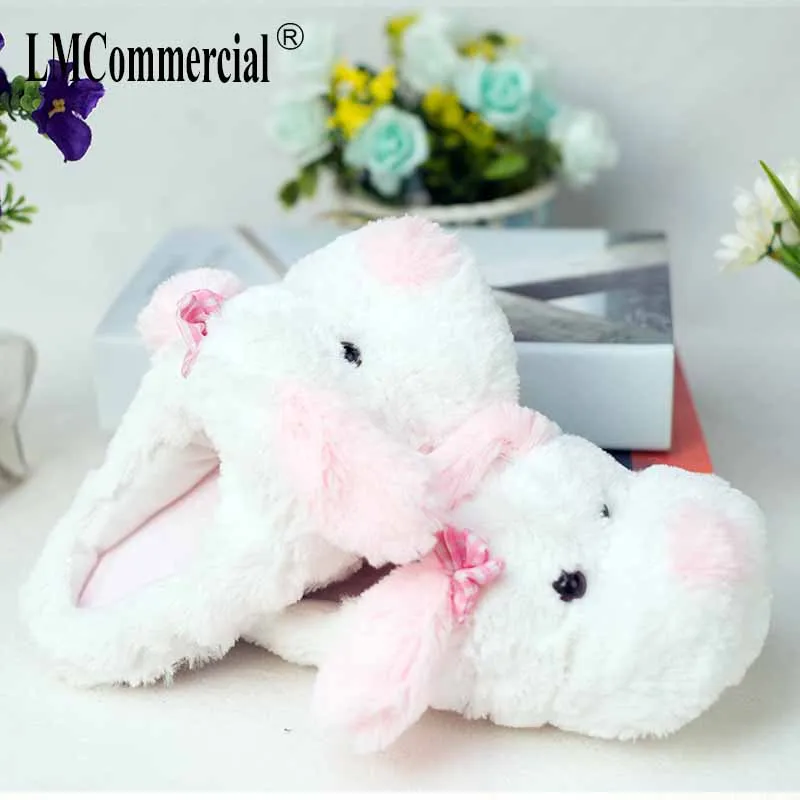 Women Anime Cartoon dog Slippers Lovers Warm Woman Slippers Winter Plush Home Floor Shoes House Slippers Children fur slippers