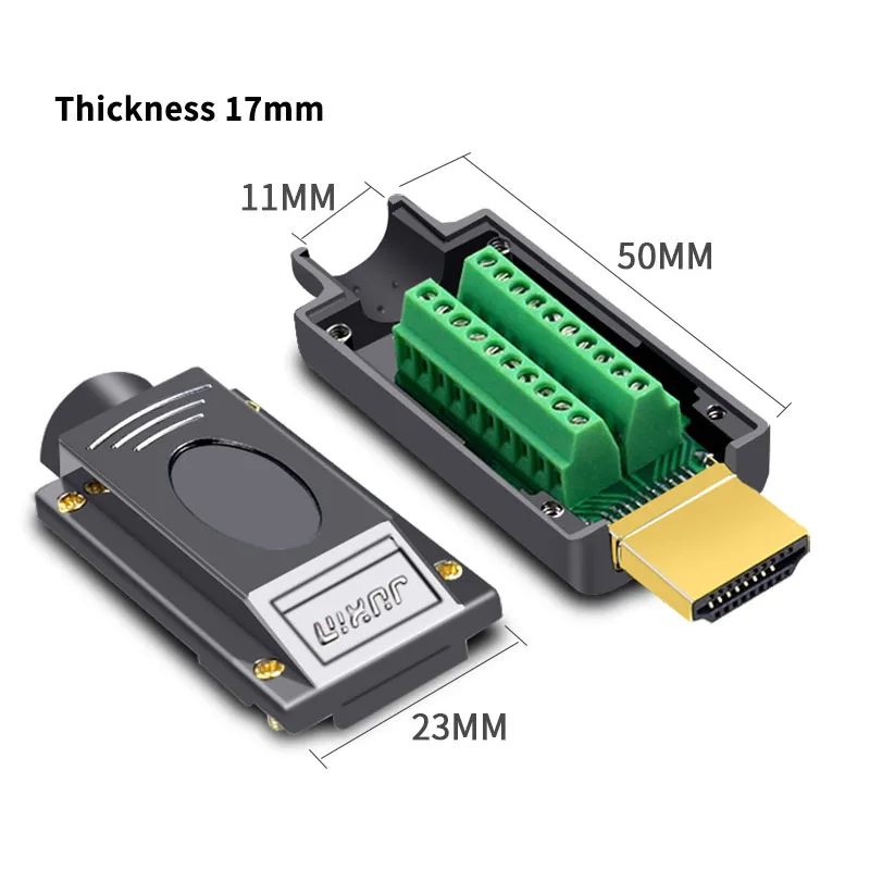 HDMI сварочная головка разъем корпус из алюминиевого сплава позолоченный шарнир 4K HD линия DIY мужской