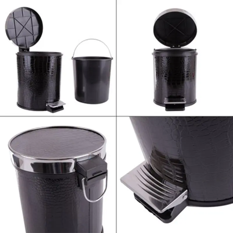 Черная крокодиловая Бытовая педаль мусорное ведро Модная креативная кухонная