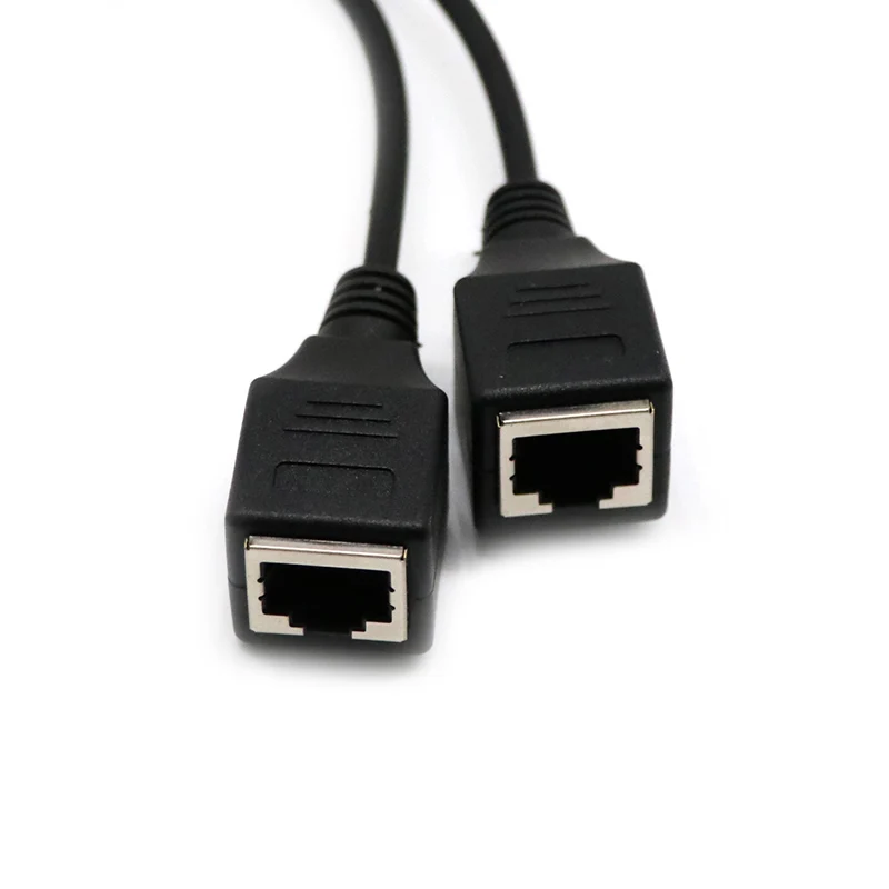 Новый черный RJ45 папа 2 Женский сплиттер Ethernet LAN сетевой адаптер кабель 24 см| |
