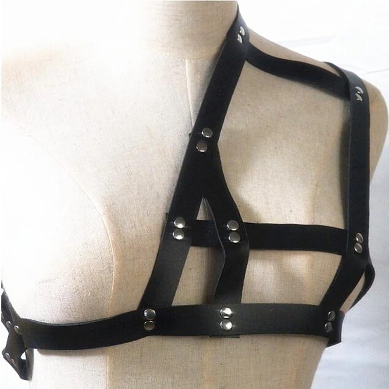 

Men Sexy Vintage Punk leather Suspender Body Harness Cage belts Gothic Lingerie Adjustable Body Holographic Chest Belt Straps