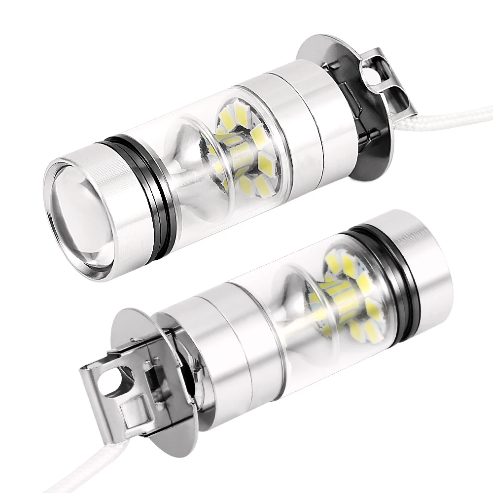 2 шт. H3 светодиодный туман светильник 100W супер яркий прожектор светильник 20smd 6500K Автомобильные фары дневного света светильник дальнего света лампы Белый 12/24V