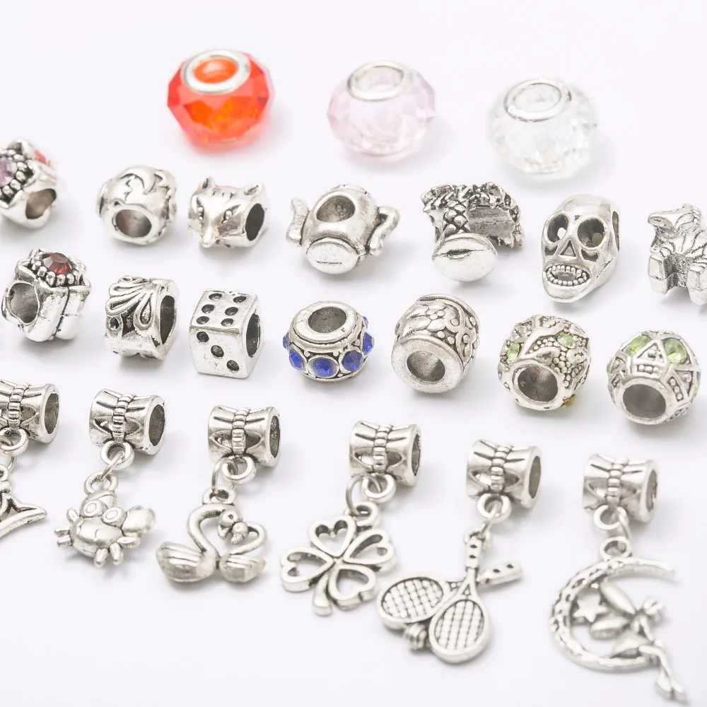 Mix 25pcs charm Tibetan silver Bead Charm big hole pendant fit Pandora bracelet DIY JS671 | Украшения и аксессуары