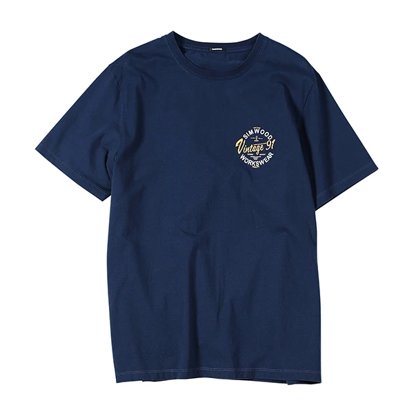 royal blue SIMWOOD, летняя мужская футболка, хлопок, принт с буквами, футболка, модный топ размера плюс, высокое качество, футболка, брендовая одежда 190154 - Цвет: royal blue