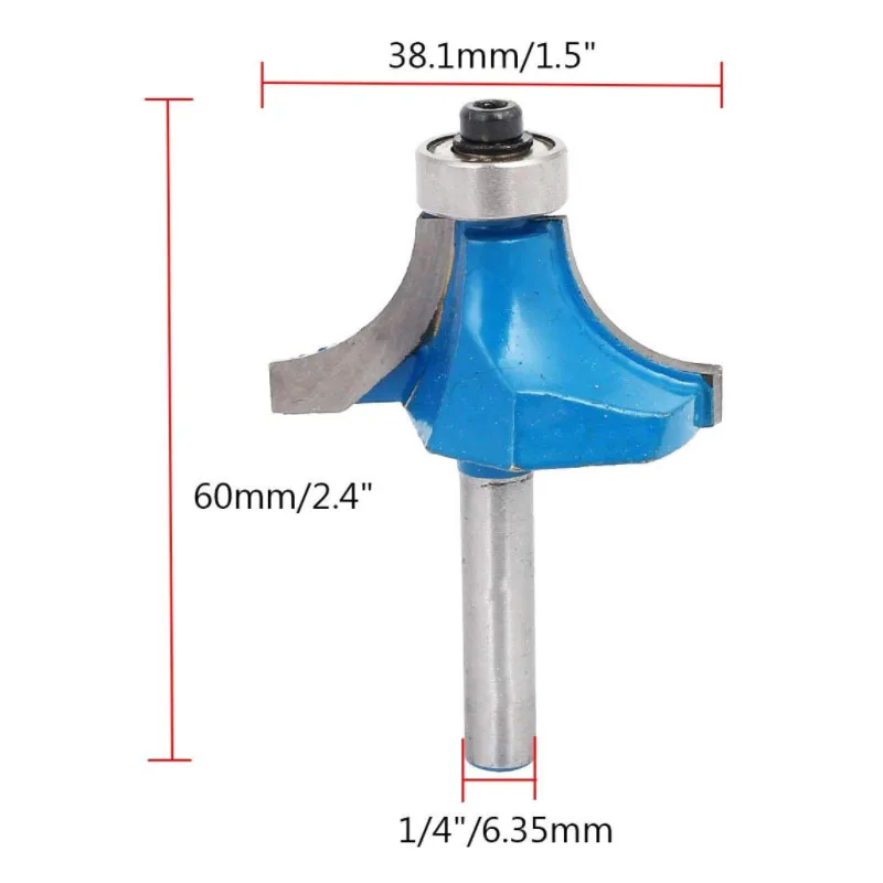 1/4-inch Shank 1-inch Cutting Dia Corner Edge-forming Round Router Bits with Ball Bearing Guide-Pack of 1 (1/4&quot x 1&quot) |