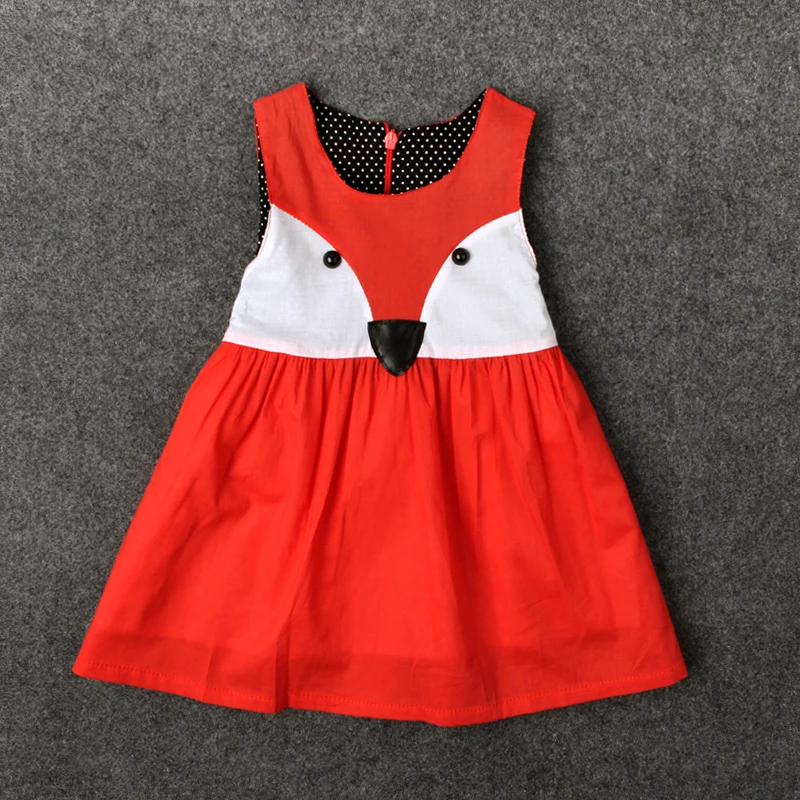 Новое Детское платье для маленьких девочек милая детская одежда с рисунком лисы