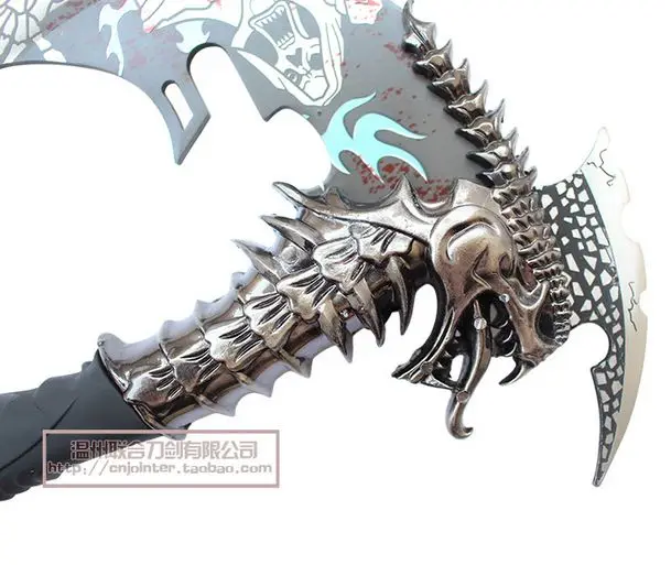 S0182 вампир демон SKULL DRAGON FANCY AXE AX черная кожаная ручка с подставкой 12 дюймов|handle