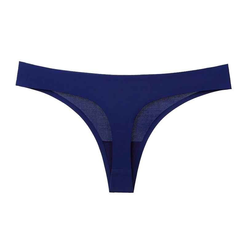 dark blue 1 шт. сексуальные кружевные женские нижнее белье хлопковые женские Т-обратно однотонные мягкие кружевные трусики-танга для женщин Бесшовные хлопковые новые BANNIROU - Цвет: dark blue